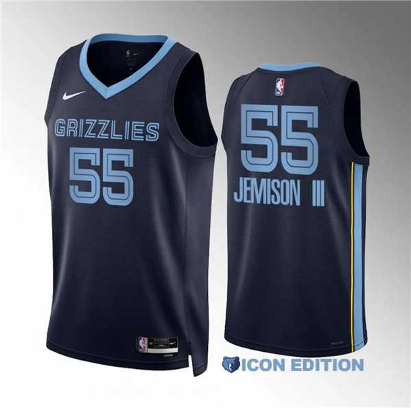 Mens Memphis Grizzlies #55 Trey Jemison Iii Navy Icon Edition Stitched Jersey Dzhi